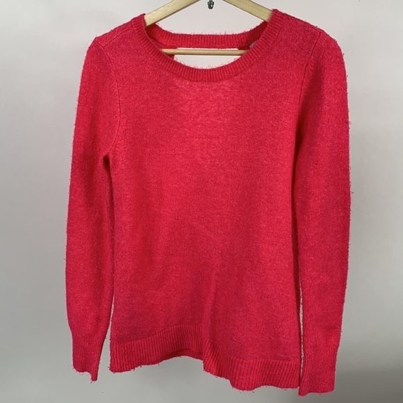 LOFT Crossover Open Back Neon Pink Sweater Small S - Picture 2 of 8